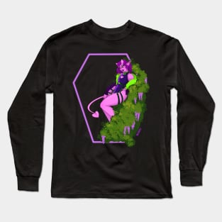purple demon with plants Long Sleeve T-Shirt